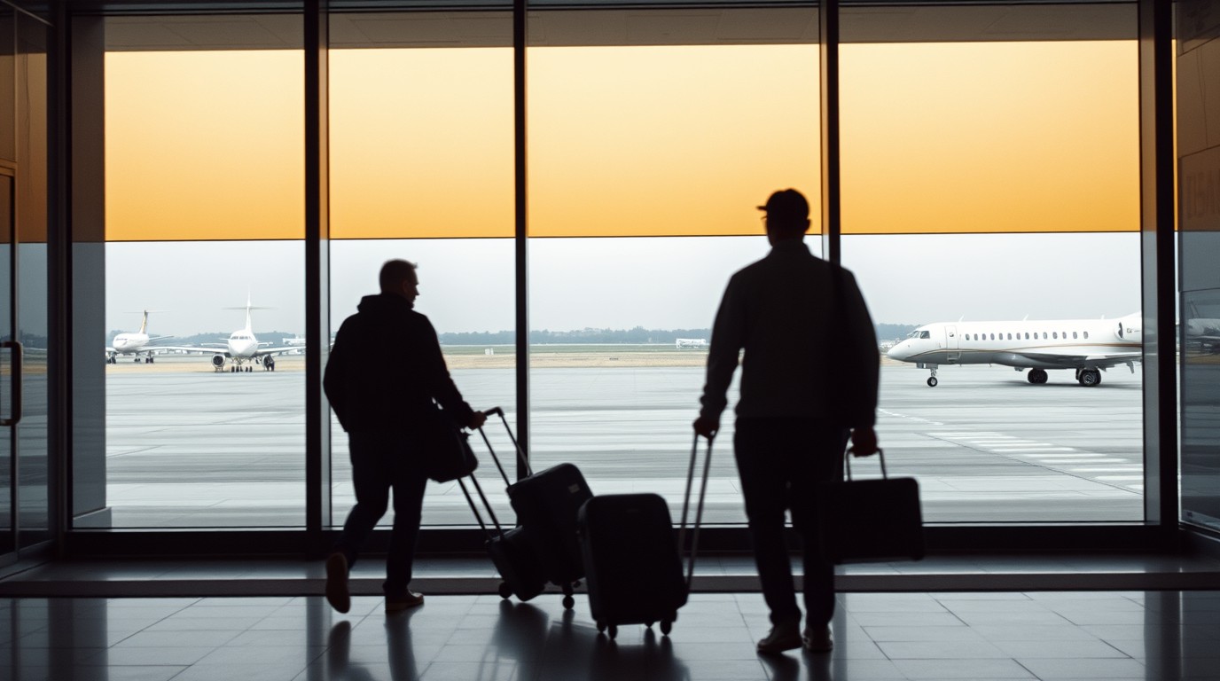Turistas estadounidenses en México con maletas en el aeropuerto de Morelia